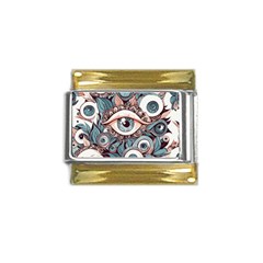 Eyes Pattern Gold Trim Italian Charm (9mm) by Valentinaart