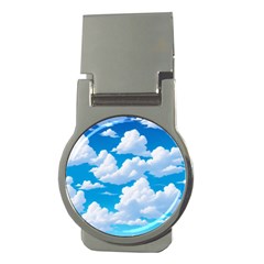 Sky Clouds Blue Cartoon Animated Money Clips (round)  by Bangk1t