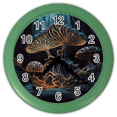 Forest Mushroom Wood Color Wall Clock by Bangk1t