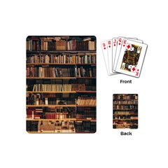 Books On Bookshelf Assorted Color Book Lot In Bookcase Library Playing Cards Single Design (mini) by Ravend