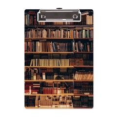 Books On Bookshelf Assorted Color Book Lot In Bookcase Library A5 Acrylic Clipboard by Ravend