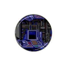 Blue Computer Monitor With Chair Game Digital Art Hat Clip Ball Marker (4 Pack) by Bedest