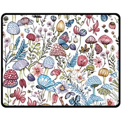 Mushroom Pattern Fleece Blanket (medium) by Valentinaart