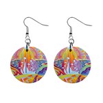 Multicolored Optical Illusion Painting Psychedelic Digital Art Mini Button Earrings Front
