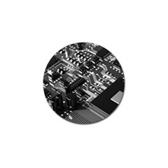 Black And Gray Circuit Board Computer Microchip Digital Art Golf Ball Marker by Bedest