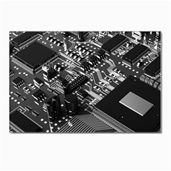 Black And Gray Circuit Board Computer Microchip Digital Art Postcard 4 x 6  (pkg Of 10) by Bedest