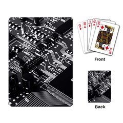 Black And Gray Circuit Board Computer Microchip Digital Art Playing Cards Single Design (rectangle) by Bedest