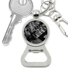 Black And Gray Circuit Board Computer Microchip Digital Art Bottle Opener Key Chain by Bedest