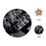 Black And Gray Circuit Board Computer Microchip Digital Art Playing Cards Single Design (Round) Front
