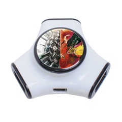 Left And Right Brain Illustration Splitting Abstract Anatomy 3-port Usb Hub by Bedest