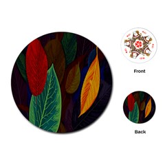 Leaves, Colorful, Desenho, Falling, Playing Cards Single Design (round) by nateshop