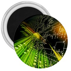 Machine Technology Circuit Electronic Computer Technics Detail Psychedelic Abstract Pattern 3  Magnets by Sarkoni