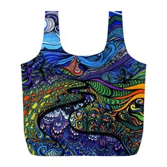 Psychedelic Landscape Full Print Recycle Bag (l) by Sarkoni