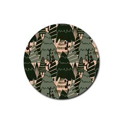 Christmas Vector Seamless Tree Pattern Rubber Coaster (round) by Sarkoni