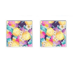 Watercolors Flowers Cufflinks (square) by LalyLauraFLM