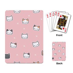 Cute Cat Cartoon Doodle Seamless Pink Pattern Playing Cards Single Design (rectangle) by Grandong