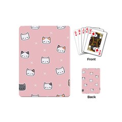 Cute Cat Cartoon Doodle Seamless Pink Pattern Playing Cards Single Design (mini) by Grandong