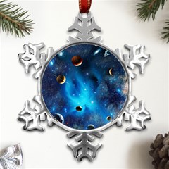 3d Universe Space Star Planet Metal Small Snowflake Ornament by Grandong