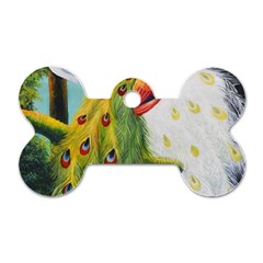 Peacock Art Dog Tag Bone (two Sides) by Grandong