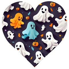 Ghost Pumpkin Scary Wooden Puzzle Heart by Ndabl3x