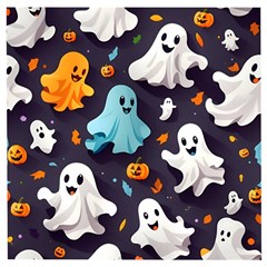 Ghost Pumpkin Scary Wooden Puzzle Square by Ndabl3x