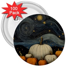 Pumpkin Halloween 3  Buttons (100 Pack)  by Ndabl3x