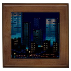 Pixel Art Night City Japan Framed Tile by Sarkoni