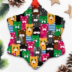 Cats Funny Colorful Pattern Texture Snowflake Ornament (two Sides) by Grandong