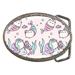 Cartoon Cat Cute Animal Kawaii Pastel Pattern Belt Buckles by Ndabl3x