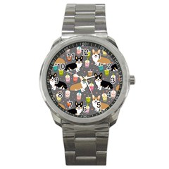 Welsh Corgi Dog Boba Tea Bubble Kawaii Sport Metal Watch by Grandong