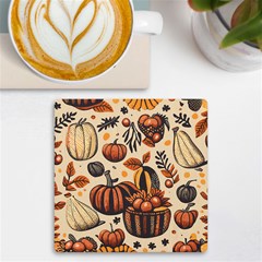 Thanksgiving Pattern Uv Print Square Tile Coaster  by Valentinaart