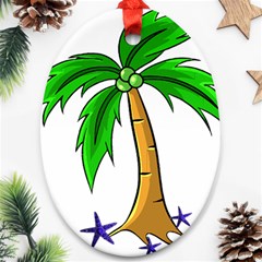 Beach Coconut Tree T- Shirt Beach Coconut Tree T- Shirt Yoga Reflexion Pose T- Shirtyoga Reflexion Pose T- Shirt Oval Ornament (two Sides) by hizuto