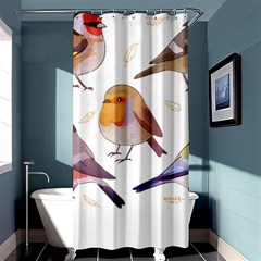 Birds Illustration T- Shirt Cute European Birds Illustration T- Shirt Yoga Reflexion Pose T- Shirtyoga Reflexion Pose T- Shirt Shower Curtain 36  X 72  (stall)  by hizuto