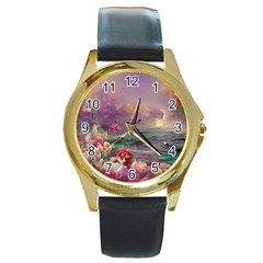 Abstract Flowers  Round Gold Metal Watch by Internationalstore