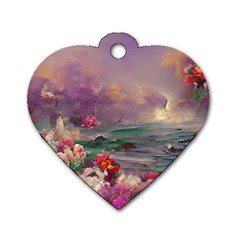 Abstract Flowers  Dog Tag Heart (two Sides) by Internationalstore