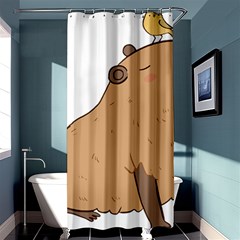 Capybara T- Shirt Cute Capybara Illustration With A Bird Friend T- Shirt Yoga Reflexion Pose T- Shirtyoga Reflexion Pose T- Shirt Shower Curtain 36  X 72  (stall)  by hizuto