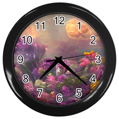 Floral Blossoms  Wall Clock (black) by Internationalstore