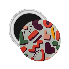 Shapes In Retro Colors On A Green Background 2 25  Magnets by LalyLauraFLM