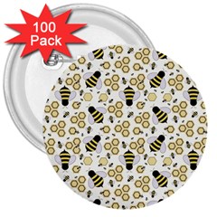 Bee Honeycomb Honeybee Insect 3  Buttons (100 Pack)  by Pakjumat
