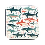 Fish Shark Animal Pattern Square Metal Box (Black) Front