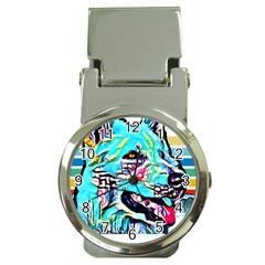 White Shepherd Turquoise Artsy T- Shirt White Shepherd (turquoise Artsy) T- Shirt Money Clip Watches by ZUXUMI
