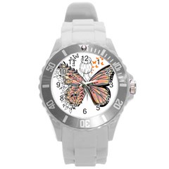 Butterflies T- Shirt Butterfly T- Shirt Round Plastic Sport Watch (l) by JamesGoode
