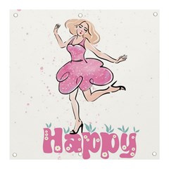 Happy Girl Banner And Sign 3  X 3  by SychEva