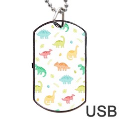 Animals Dinosaurs T-rex Pattern Dog Tag Usb Flash (two Sides) by Pakjumat