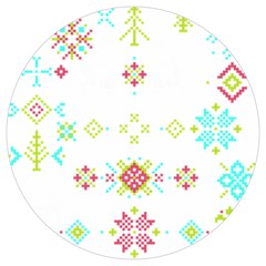 Christmas Cross Stitch Pattern Effect Holidays Symmetry Round Trivet by Sarkoni