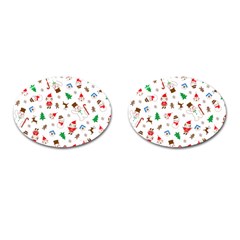 Christmas Santa Claus Pattern Cufflinks (oval) by Sarkoni