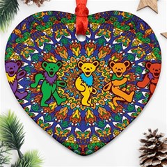 Grateful Dead Pattern Heart Ornament (two Sides) by Sarkoni