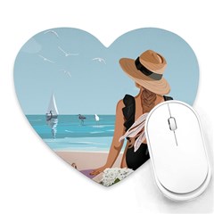 Rest By The Sea Heart Mousepad by SychEva