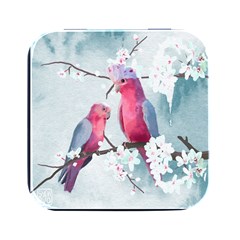Watercolor Parrot Square Metal Box (black) by SychEva