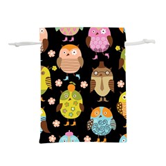 Cute Owls Pattern Lightweight Drawstring Pouch (l) by Ket1n9